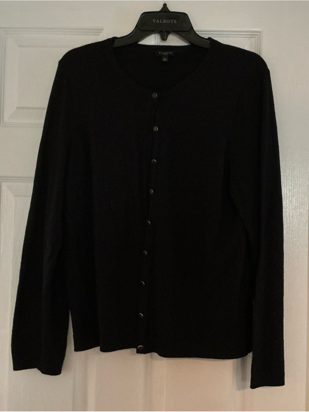 Talbots Classic Black Button-Front Women's Cardigan